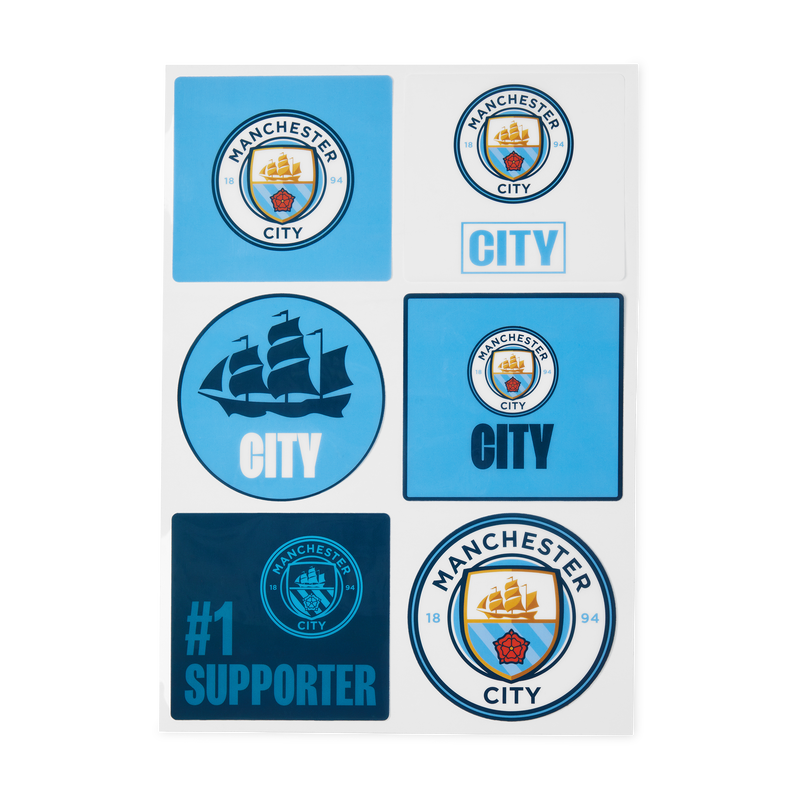 MCFC FW CAR STICKER 6 PACK - blue