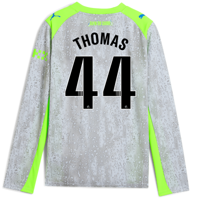 Kids' Manchester City Third Jersey 2025/26 Long Sleeve With THOMAS 44 Printing