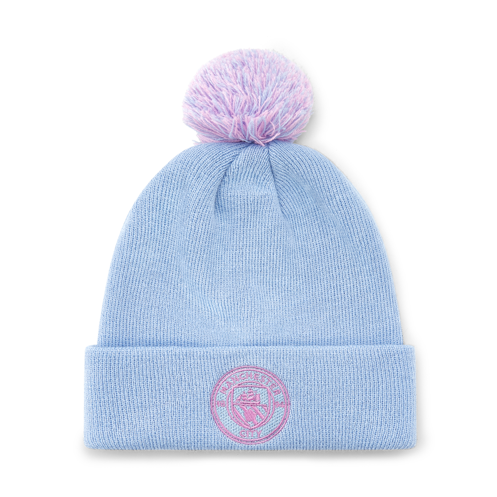 Man City Womens Team Bobble Hat Blue from Cotton for Females Official Manchester City FC Store