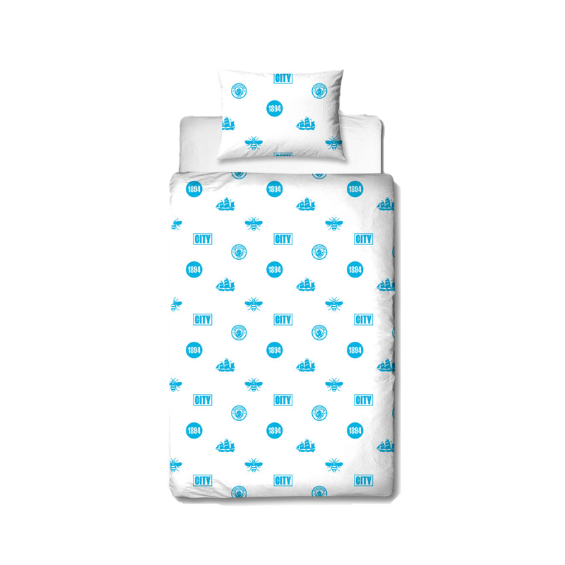 MCFC REV GLYPH SINGLE DUVET - blue