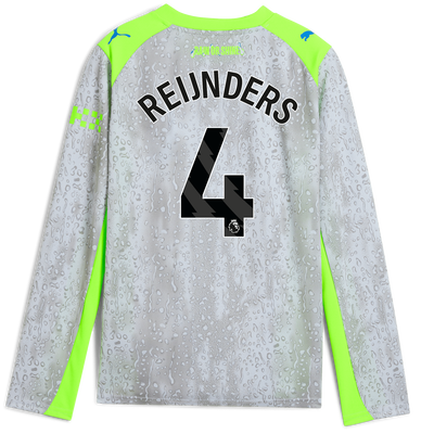 Kids' Manchester City Third Jersey 2025/26 Long Sleeve With REIJNDERS 4 Printing