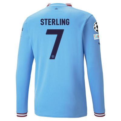 Manchester City Home Jersey 22/23 Long Sleeve with STERLING 7 printing