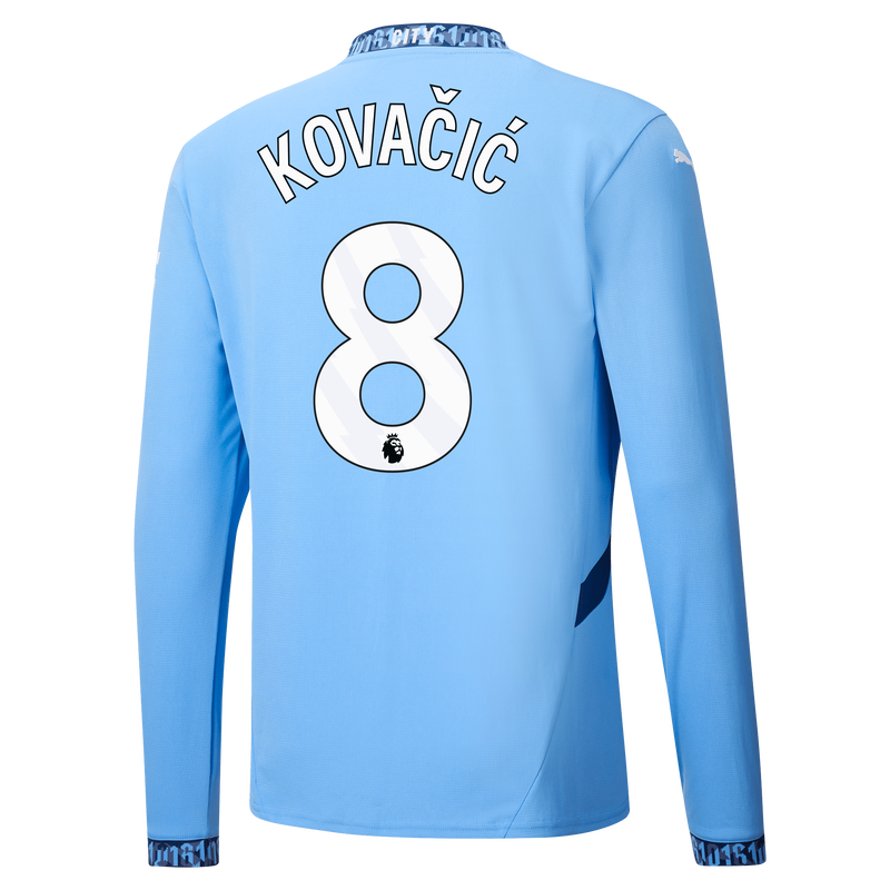 Man City Home Jersey 24/25 Long Sleeve With KOVAČIĆ 8 Printing  blue - Check out all Manchester City t-shirts online - Official Manchester City FC store