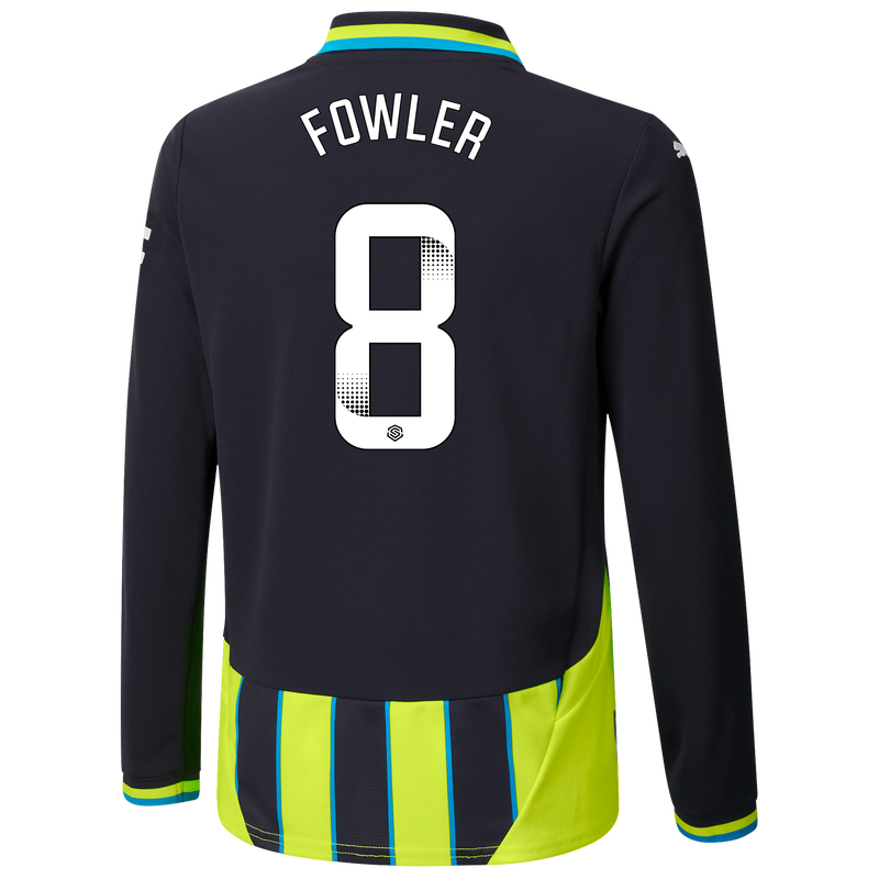 Kids' Man City Away Jersey 24/25 Long Sleeve  With FOWLER 8 Printing new navy - Check out all Manchester City t-shirts online