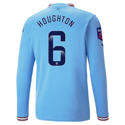 Manchester City Home Jersey 22/23 Long Sleeve with HOUGHTON 6 printing