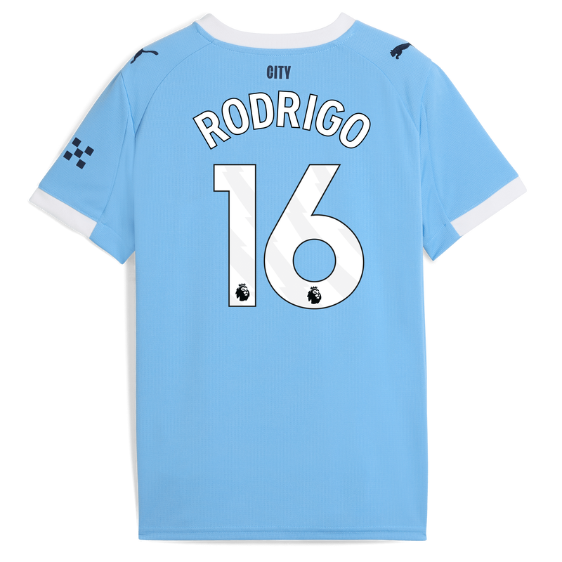 Kids' Man City Home Jersey 2025/26 With RODRIGO 16 Printing  blue unisex - Size 11/12 from polyester  - Official Manchester City FC store