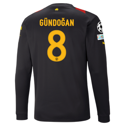 Manchester City Away Jersey 2022/23 long sleeve with GÜNDOĞAN 8 printing