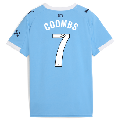 Kids' Manchester City Home Jersey 2025/26 With COOMBS 7 Printing