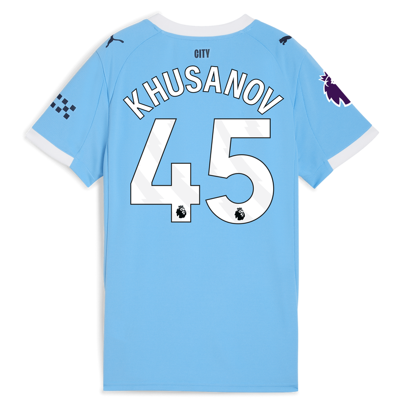 Women's Man City Home Jersey 2025/26 With KHUSANOV 45 Printing  blue - Check out all Manchester City t-shirts online - Official Manchester City FC store