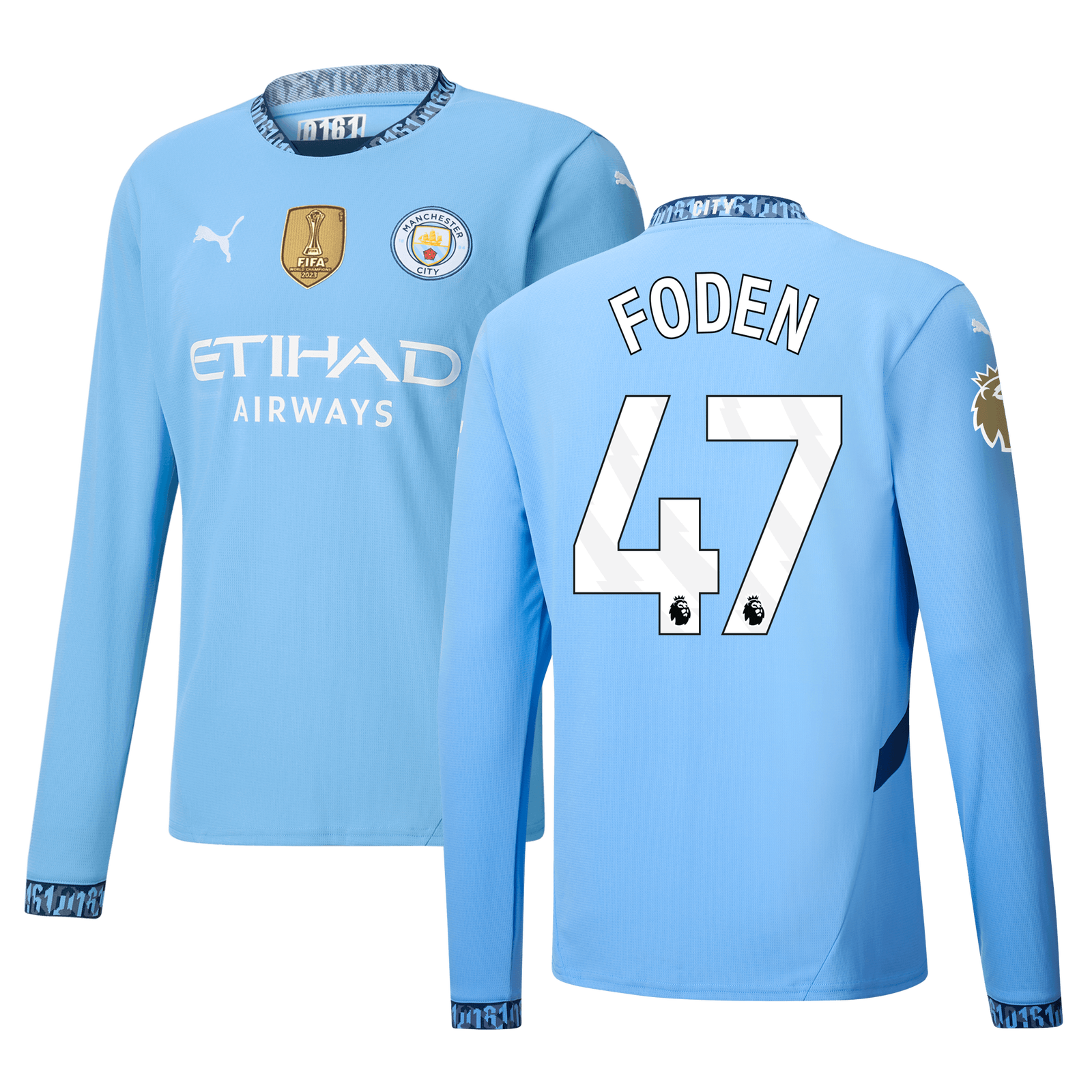 Manchester City Home Jersey 2024/25 Long Sleeve With FODEN 47 Printing