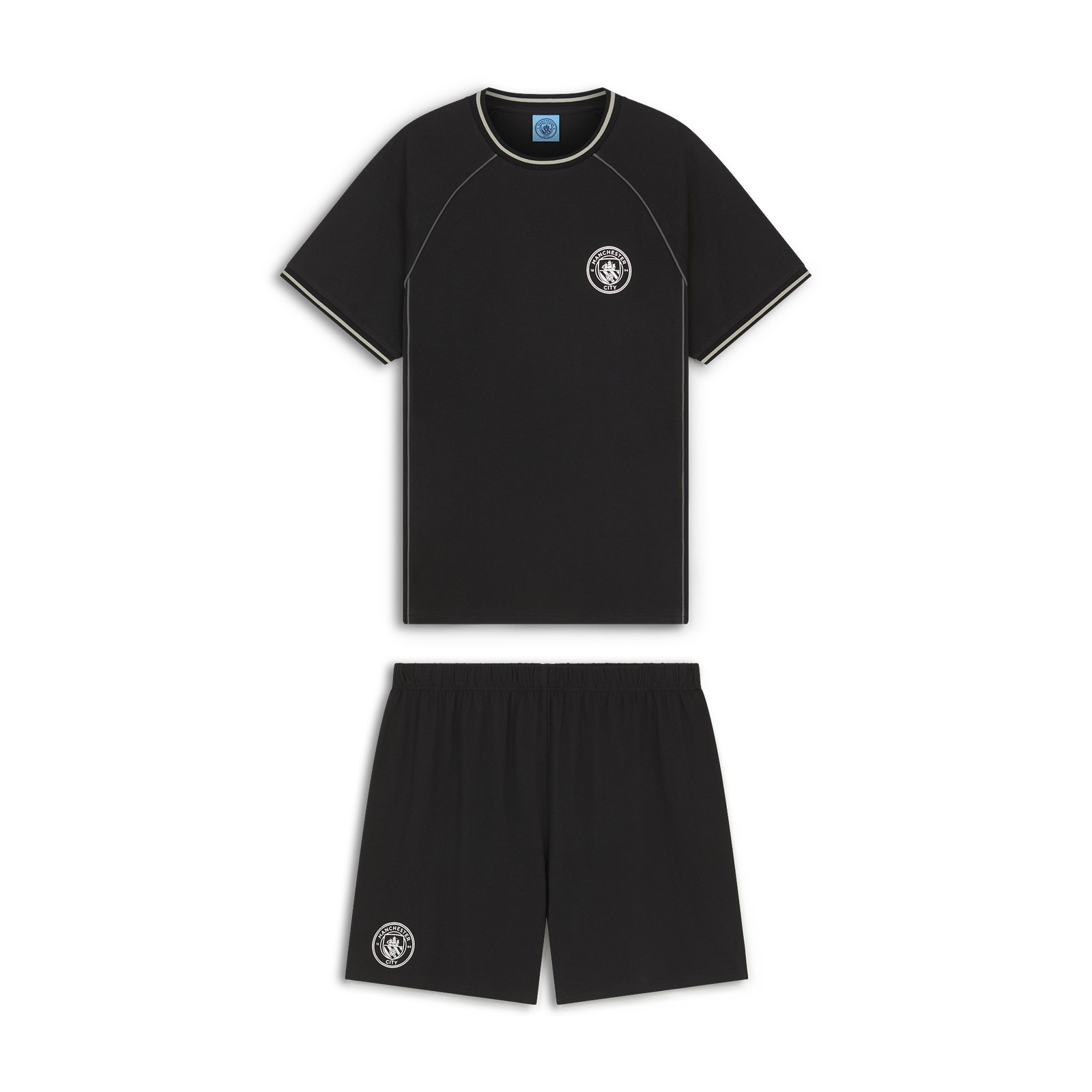 Manchester City Merchandise Manchester City FC Men's Pajama Set - Official Long Sleeve PJs With Team Logo Men's Football Team Loungewear Pajama Set