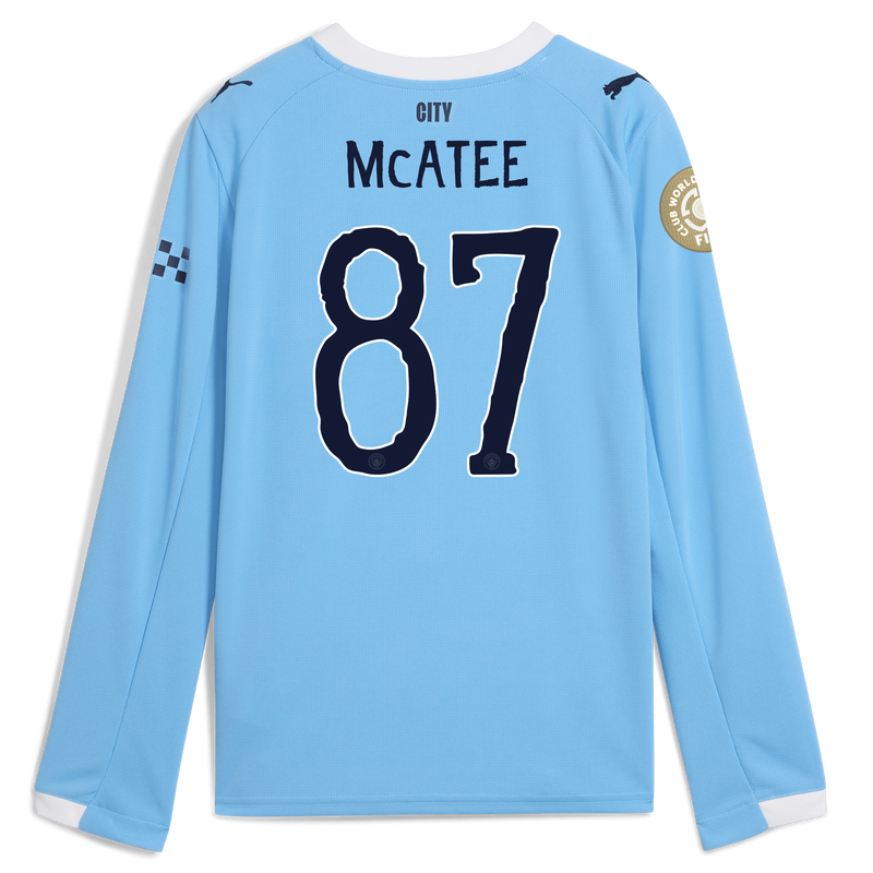 Kids' Man City Home Jersey 2025/26 Long Sleeve With McATEE 87 Printing  blue - Check out all Manchester City t-shirts online