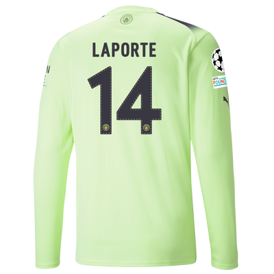 Manchester City Third Jersey 2022/23 long sleeve with LAPORTE 14 printing