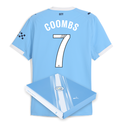 Manchester City Home Authentic Jersey 2025/26 With COOMBS 7 Printing in Gift Box