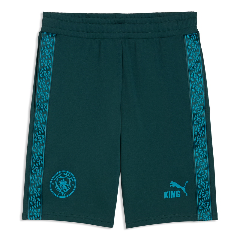 Man City KING Sweat Shorts green terrain-tropical blue - Size L from polyester for males  - Official Manchester City FC store