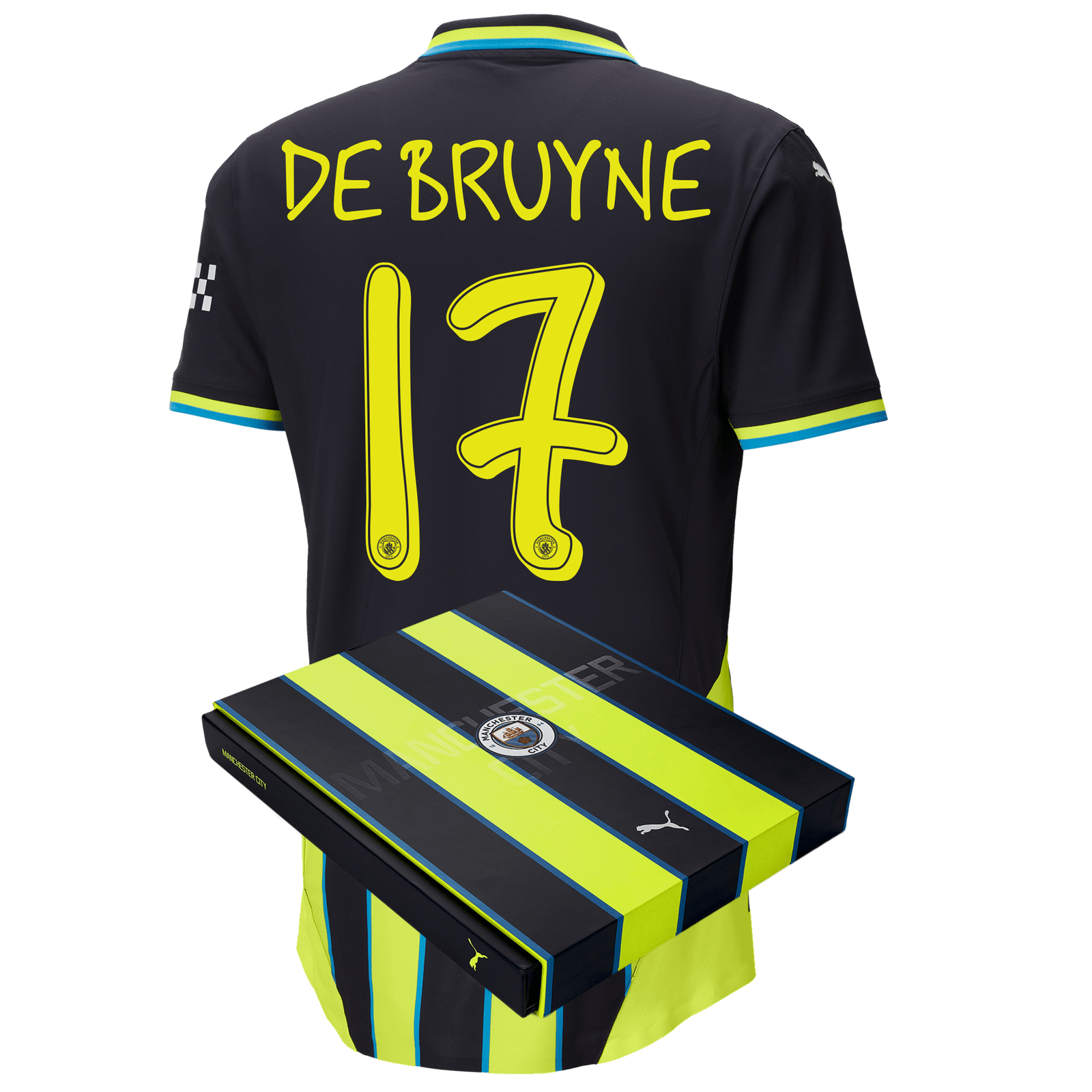 Manchester City Authentic Away Jersey 2024 25 with DE BRUYNE 17 printing in Gift Box Official Man City Store