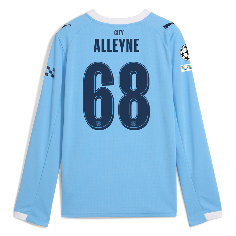 Maglia Home Man City 2025/26 a maniche lunghe per bambini con stampa ALLEYNE 68  blu - Scopri tutti i magliette Manchester City online