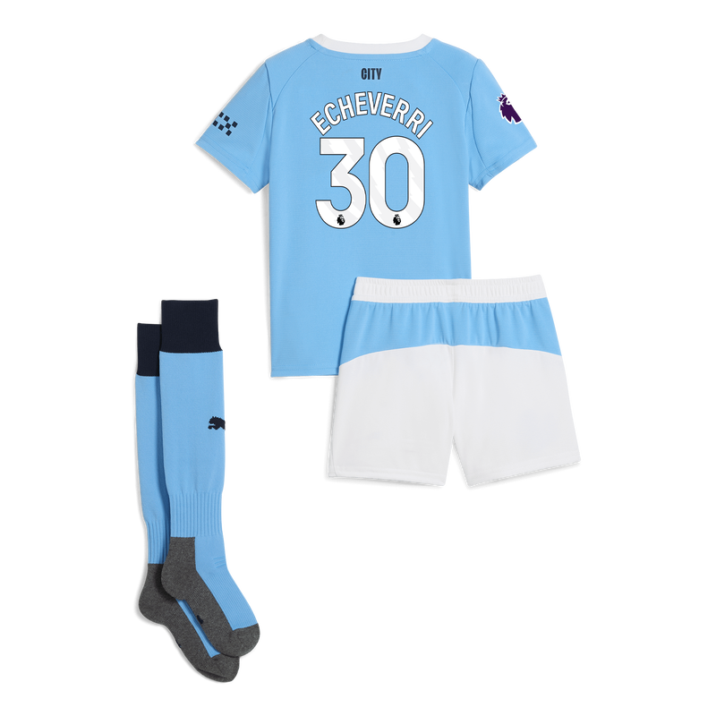 Man City Home Mini Kit 2025/26 With ECHEVERRI 30 Printing  blue unisex - Size 3/4 from polyester  - Official Manchester City FC store