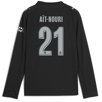 Kids' Manchester City Away Jersey 2025/26 Long Sleeve With AÏT-NOURI 21 Printing