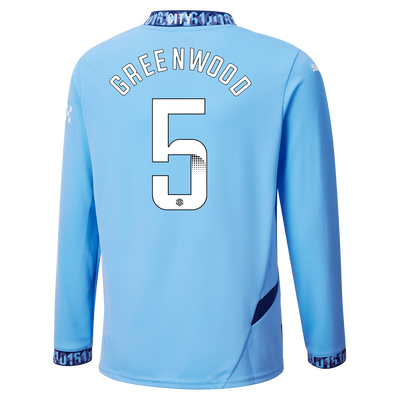 Camiseta Niño Manga Larga 1ª Equipación Manchester City 2024/25 con estampado de GREENWOOD 5