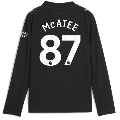 Kids' Manchester City Away Jersey 2025/26 Long Sleeve With McATEE 87 Printing