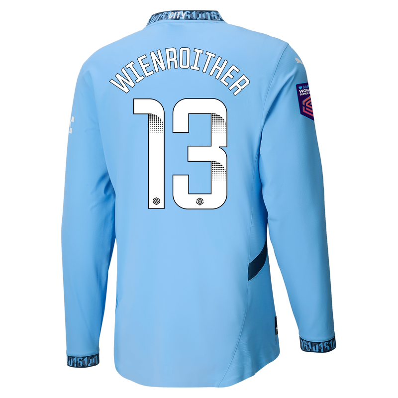 Man City Authentic Home Jersey 24/25 Long Sleeve With WIENROITHER 13 printing  blue - Size 3XL from polyester for males  - Official Manchester City FC store