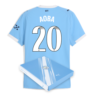 Manchester City Home Authentic Jersey 2025/26 With AOBA 20 Printing in Gift Box