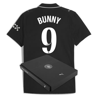 Manchester City Away Authentic Jersey 2025/26 With BUNNY 9 Printing in Gift Box