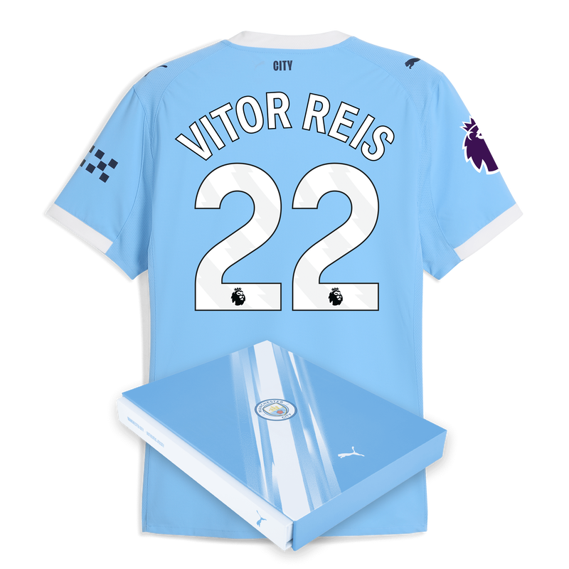 Man City Home Authentic Jersey 2025/26 With VITOR REIS 22 Printing in Gift Box  blue - Check out all Manchester City t-shirts online