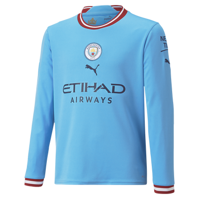 Kids' Manchester City Home Jersey 22/23 Long Sleeve
