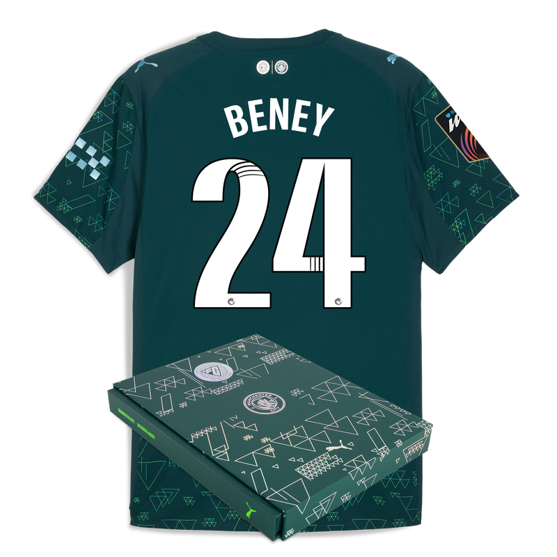 Man City EA SPORTS FC Authentic Jersey 2025/26 With BENEY 24 Printing in Gift Box green - Check out all Manchester City t-shirts online