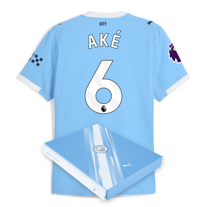 Man City Home Authentic Jersey 2025/26 With AKÉ 6 Printing in Gift Box  blue - Check out all Manchester City t-shirts online