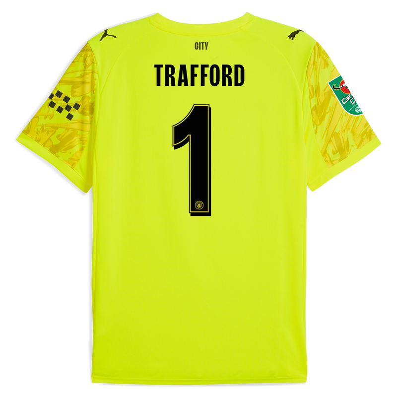 Man City Goalkeeper Jersey 2025/26 With TRAFFORD 1 Printing yellow - Size XL from polyester for males  - Official Manchester City FC store