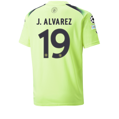 Kids' Manchester City Third Jersey 2022/23 with J. ALVAREZ  printing