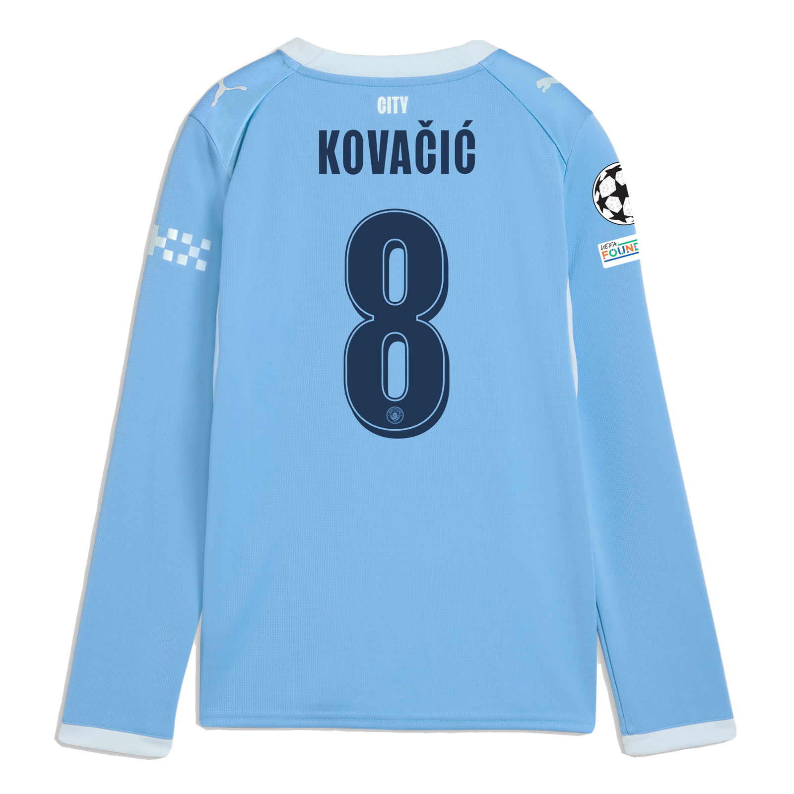 Kids' Manchester City Home Jersey 2026/27 Long Sleeve With KOVAČIĆ
