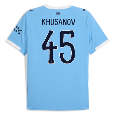 Manchester City Home Jersey 2025/26 With KHUSANOV 45 Printing