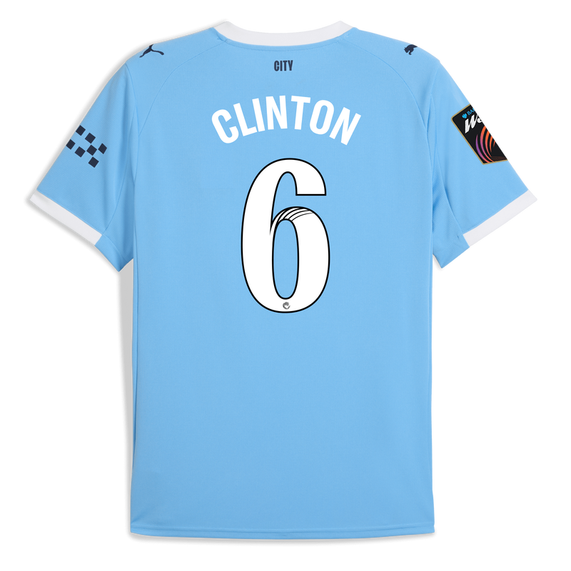 Man City Home Jersey 2025/26 With CLINTON 6  Printing  blue - Check out all Manchester City t-shirts online - Official Manchester City FC store