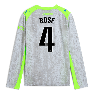 Kinder Manchester City 2025/26 Derde Shirt met lange mouwen met bedrukking van ROSE 4 Printing