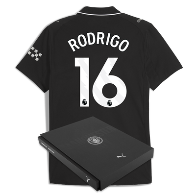 Manchester City Away Authentic Jersey 2025/26 With RODRIGO 16 Printing in Gift Box