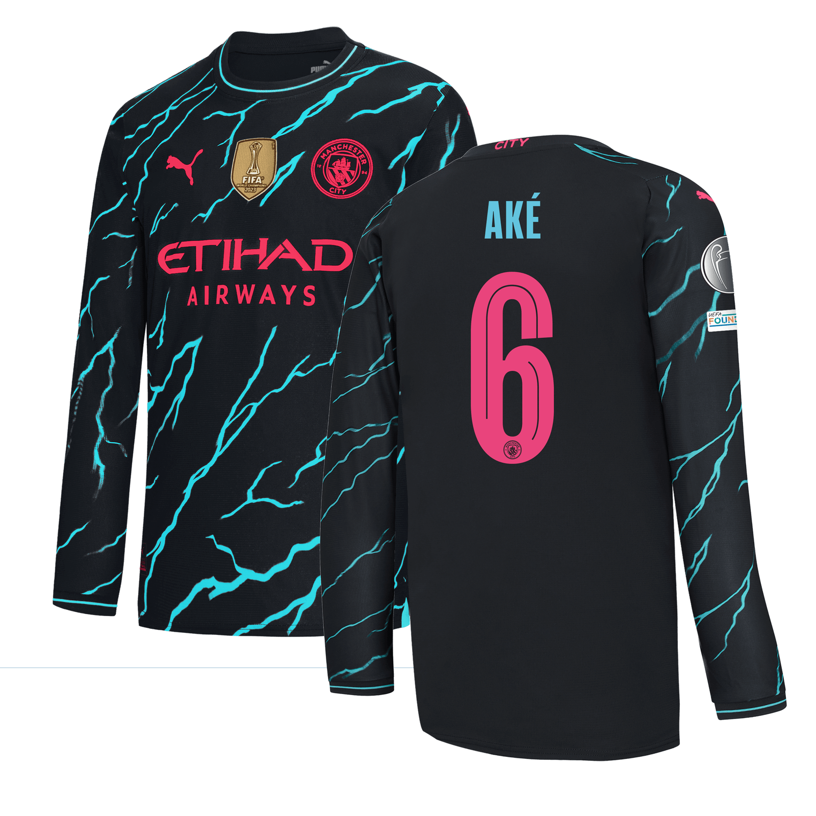 Manchester City Third Jersey 2023/24 Long sleeve with AKÉ 6 printing