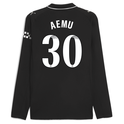 Manchester City Away Authentic Jersey 2025/26 Long Sleeve With AEMU 30 Printing