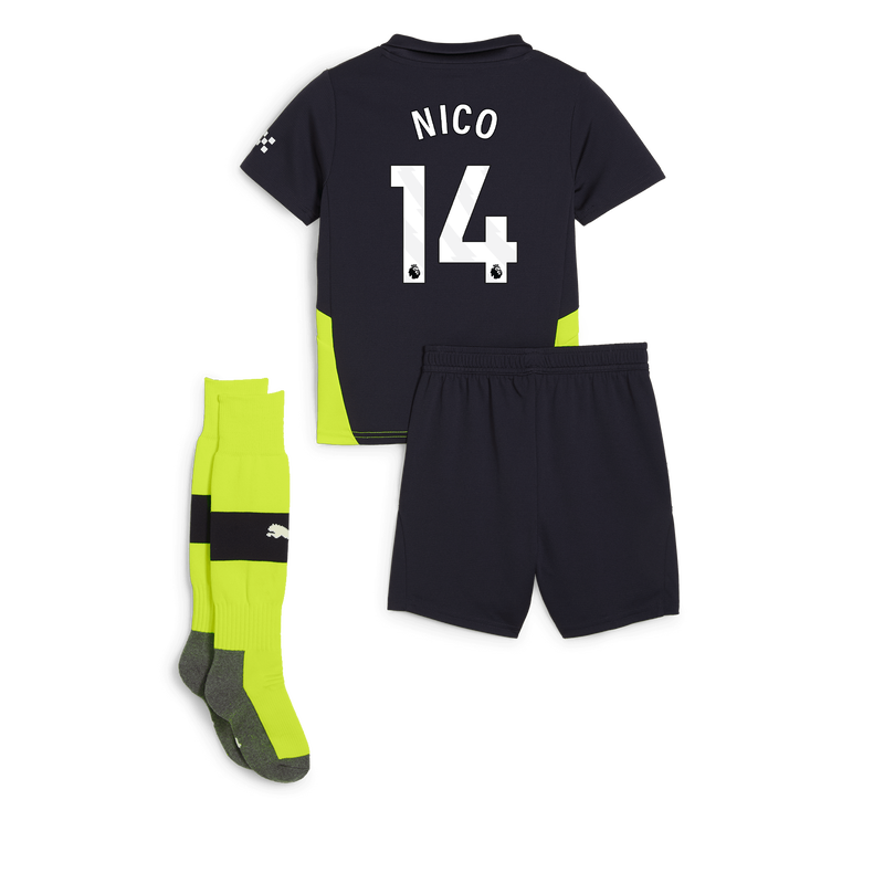Man City Away Mini Kit 24/25 With NICO 14 Printing new navy - Check out all Manchester City t-shirts online - Official Manchester City FC store