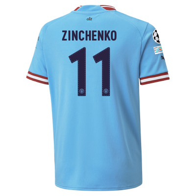 Kids' Manchester City Home Jersey 22/23 with ZINCHENKO 11 printing