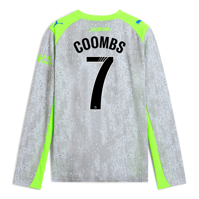 Kids' Manchester City Third Jersey 2025/26 Long Sleeve With COOMBS 7 Printing