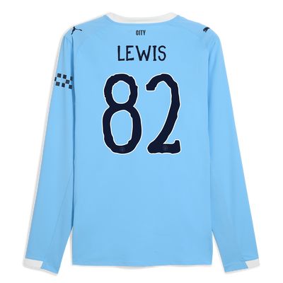 マンチェスター・シティ 2025/26 アセンティック ホームユニフォーム（長袖 LEWIS 82プリント付き）