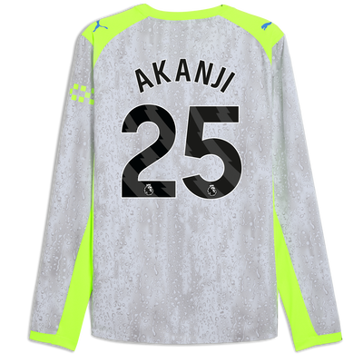 Maglia Third Autentica Manchester City 2025/26 a maniche lunghe con stampa di AKANJI 25 Printing