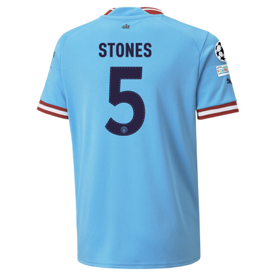 Kids' Manchester City Home Jersey 22/23 with STONES 5 printing