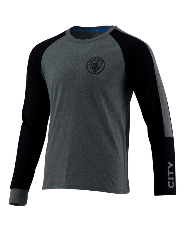 MCFC MENS PANELLED LS TEE - grey / black