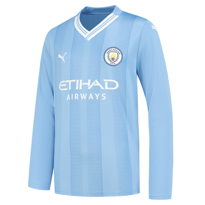 Kids' Manchester City Home Long Sleeve Jersey 2023/24