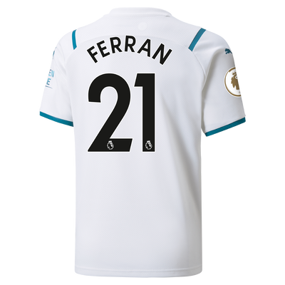 Kids Manchester City Away Shirt 21/22 with Ferran Torres printing